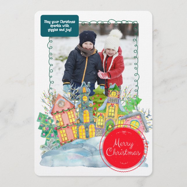 Merry Christmas Personalized Photo Holiday Einladung (Vorderseite)