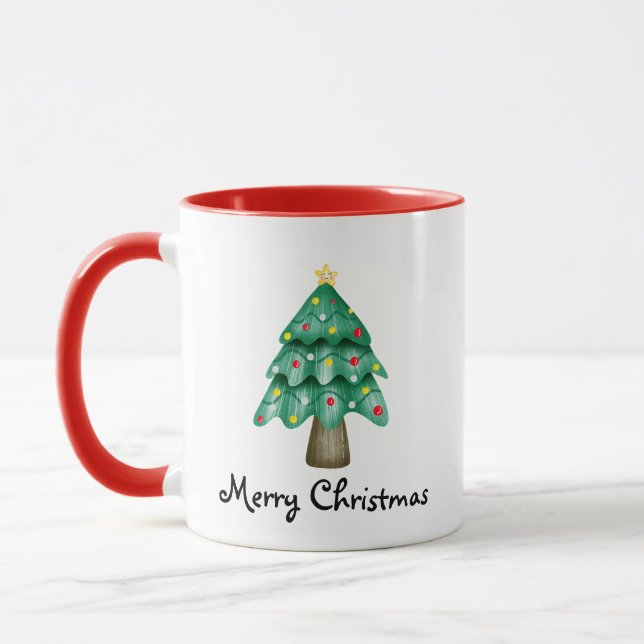 Merry Christmas Personalized Photo  Tasse (Links)