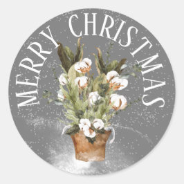 MERRY CHRISTMAS Pflanze Runder Aufkleber