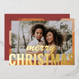 Merry Christmas Photo Modern Abstract Watercolor Folien Feiertagskarte
