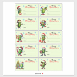Merry Christmas Pickle Gift Tag Sticker Sheet
