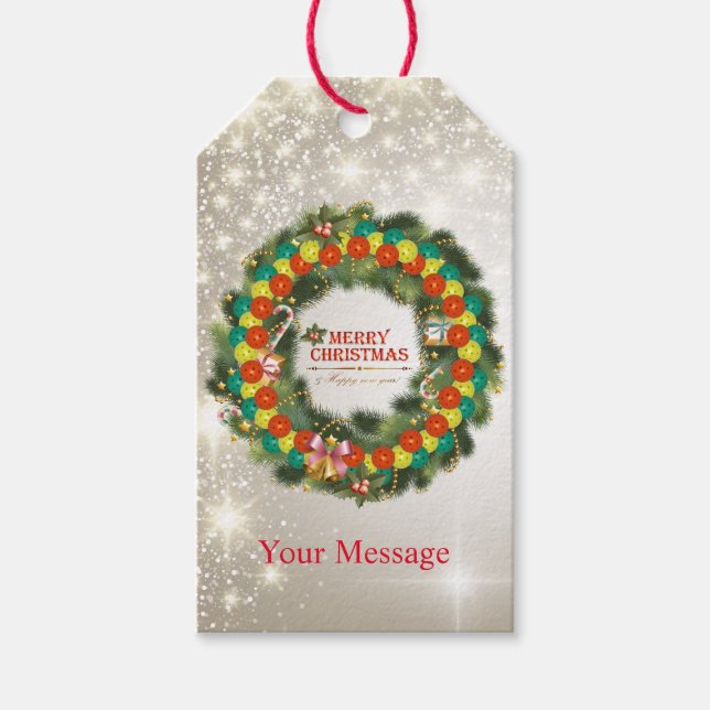 Merry Christmas Pickleball 1 Optionen Geschenktast Geschenkanhänger (Vorderseite)