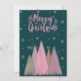 MERRY CHRISTMAS PINK SNOW UND PINK CHRISTMAS BÄUME FEIERTAGSKARTE
