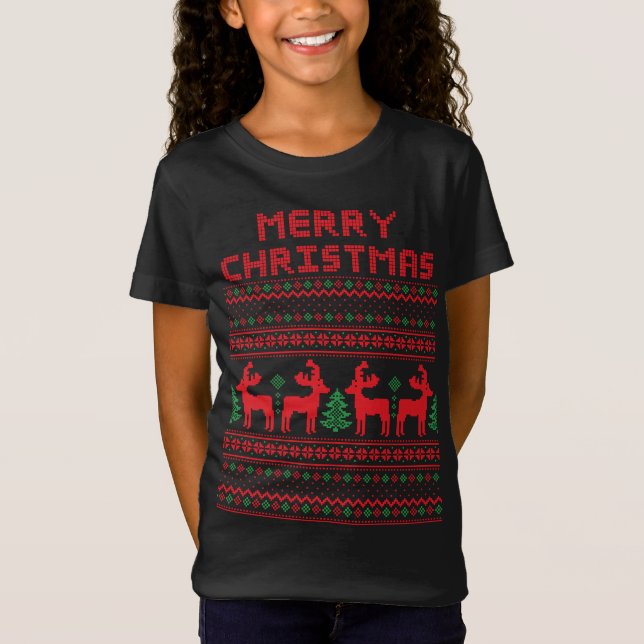 MERRY CHRISTMAS PIXEL ART STYLE T - Shirt (Vorderseite)