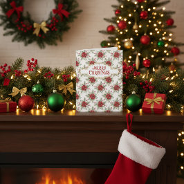Merry Christmas Poinsettia Holiday Festive Floral Karte