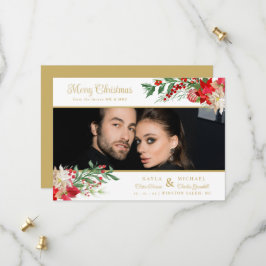 Merry Christmas Poinsettias Garland Photo Wedding Save The Date