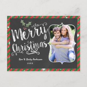 MERRY CHRISTMAS Postcard Chalk Holiday Foto Card Feiertagspostkarte