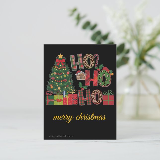 Merry Christmas Postcard | Festive Holiday Greetin Postkarte (Stehend Vorderseite)