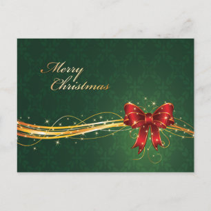 Merry Christmas Postcard (ribbon) Feiertagspostkarte