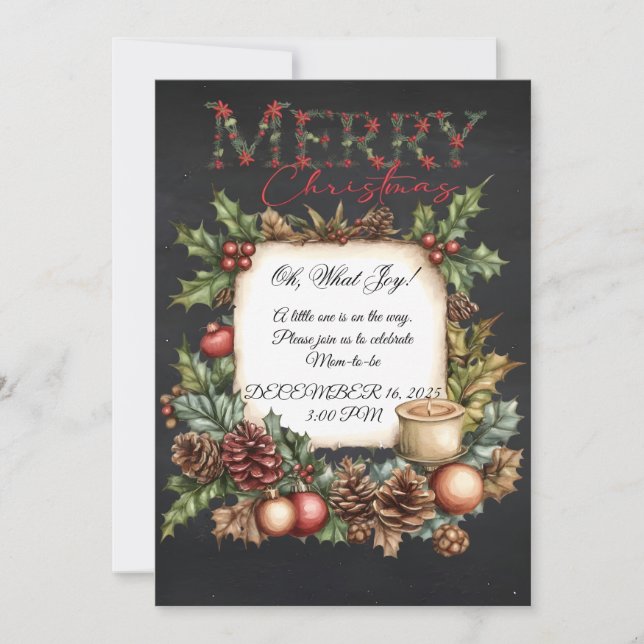 Merry Christmas Pregnancy Announcement Chalkboard  Einladung (Vorderseite)