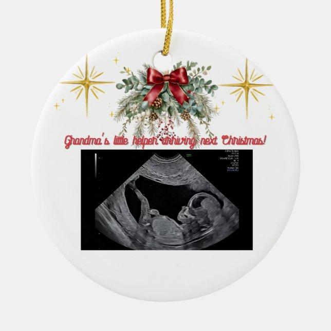Merry Christmas Pregnancy Ultrasound Photo Grandma Keramik Ornament (Vorne)