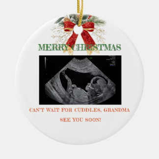 Merry Christmas Pregnancy Ultrasound Photo Grandma Keramik Ornament