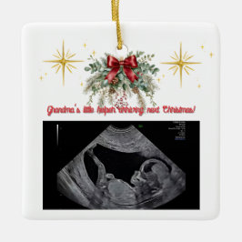 Merry Christmas Pregnancy Ultrasound Photo Grandma Keramikornament
