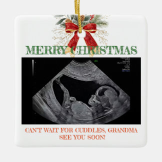 Merry Christmas Pregnancy Ultrasound Photo Grandma Keramikornament