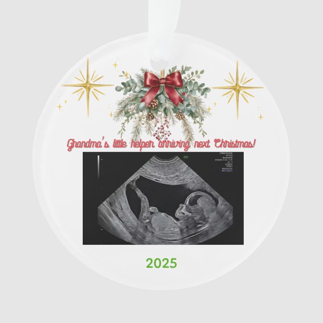 Merry Christmas Pregnancy Ultrasound Photo Grandma Ornament (Vorderseite)
