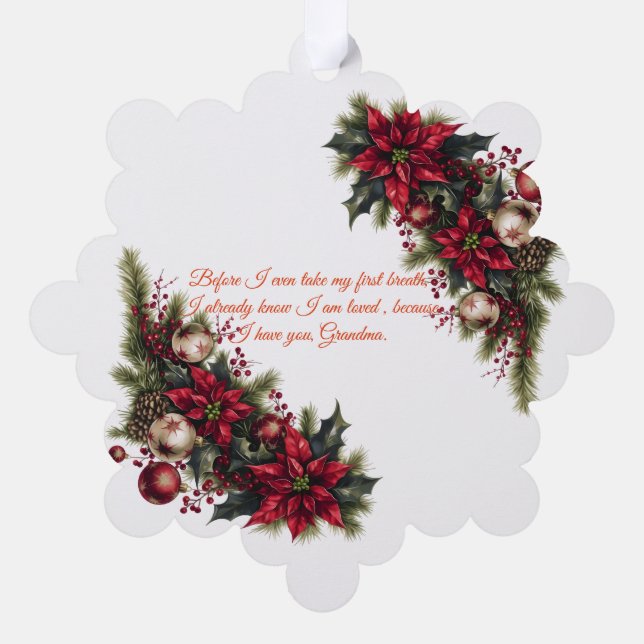 Merry Christmas Pregnancy Ultrasound Photo Grandma Ornament Karte (Rückseite)