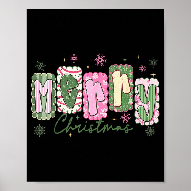Merry Christmas Preppy Girly Girl Women Kids Xmas  Poster (Vorne)