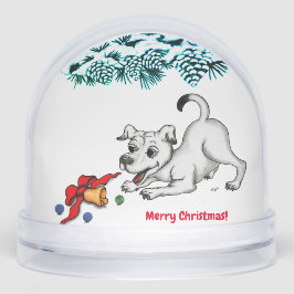 Merry Christmas! Puppy with Bell and Ball Schneekugeln