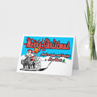 Merry Christmas Quad Snow Bike Santa! Feiertagskarte