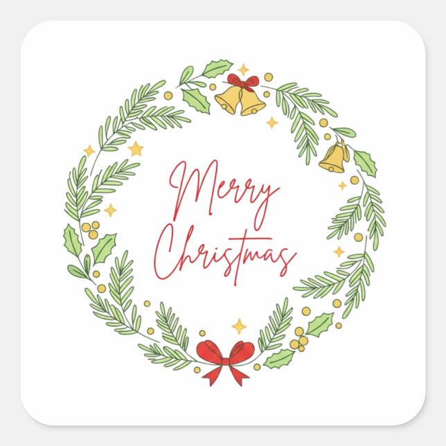 Merry Christmas Quadratischer Aufkleber (Vorderseite)