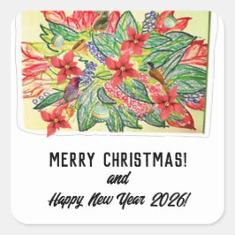 Merry Christmas! Quadratischer Aufkleber