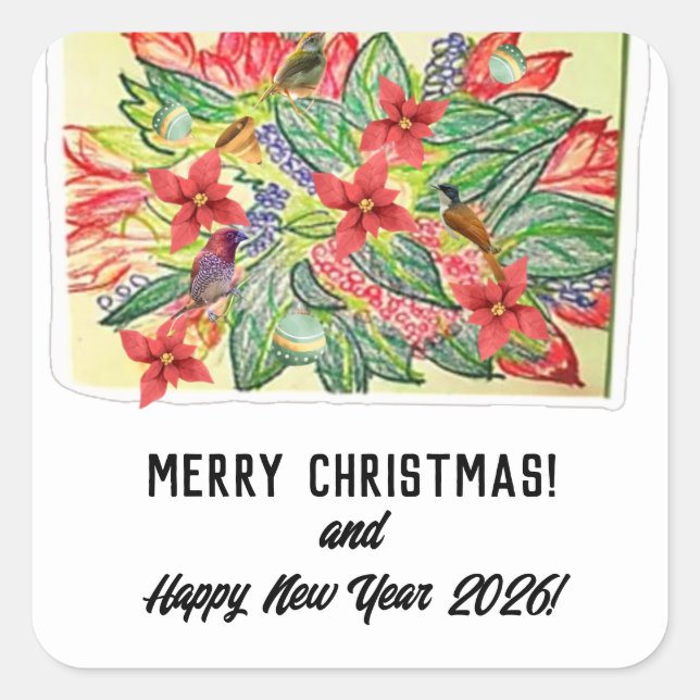 Merry Christmas! Quadratischer Aufkleber (Vorderseite)