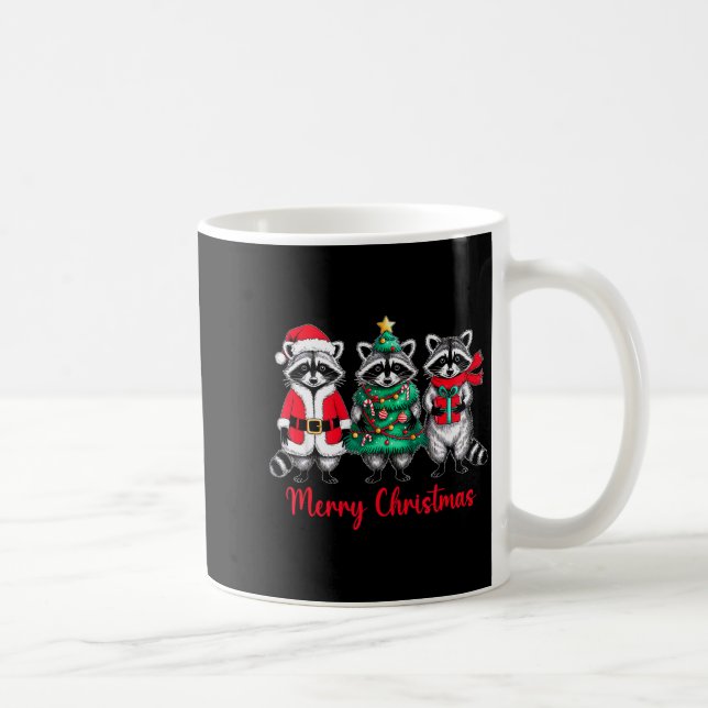 Merry Christmas Raccoon Santa Hat Xmas Animal Racc Kaffeetasse (Rechts)