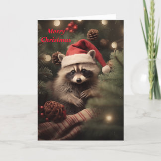 Merry Christmas Racoon Feiertagskarte