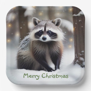 Merry Christmas Racoon Pappteller