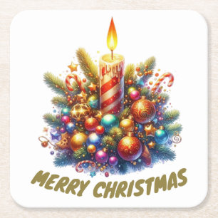 MERRY CHRISTMAS RECHTECKIGER PAPPUNTERSETZER