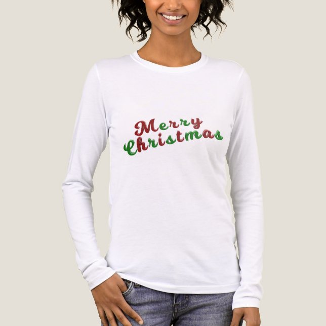 Merry Christmas, red and green holiday script, Tri-Blend Shirt (Vorderseite)