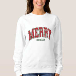 MERRY CHRISTMAS RED and GREEN VARSITY DRUCKEN Sweatshirt
