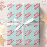 Merry Christmas Red Aqua Retro Holiday Geschenkpapier<br><div class="desc">This Christmas wrapping paper features a MERRY CHRISTMAS design in a retro style font with stars and starbursts.</div>