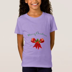 MERRY CHRISTMAS Red Bow mit Holly Festive Modern T-Shirt