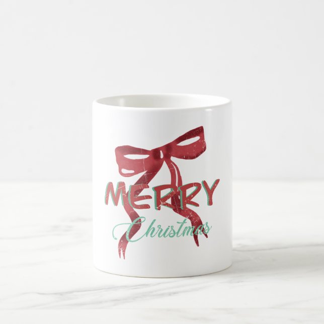 Merry Christmas Red Bow Mug Kaffeetasse (Mittel)