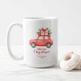 Merry Christmas Red Car – Personalized Holiday Kaffeetasse