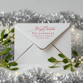 MERRY CHRISTMAS Red Family Name Rücksendeadresse Permastempel