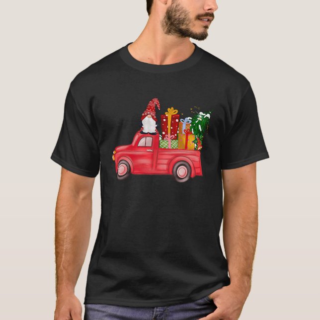 Merry Christmas Red Gnome Truck Funny  Men Women K T-Shirt (Vorderseite)