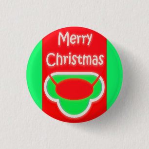 MERRY CHRISTMAS RED GREEN TEXTED BUTTON