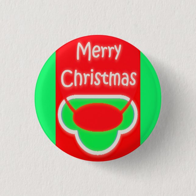MERRY CHRISTMAS RED GREEN TEXTED BUTTON (Vorderseite)