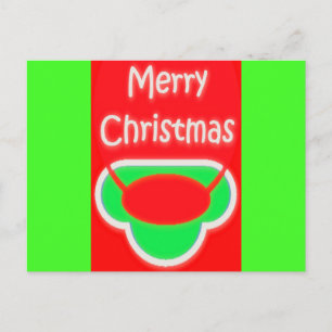 MERRY CHRISTMAS RED GREEN TEXTED POSTKARTE