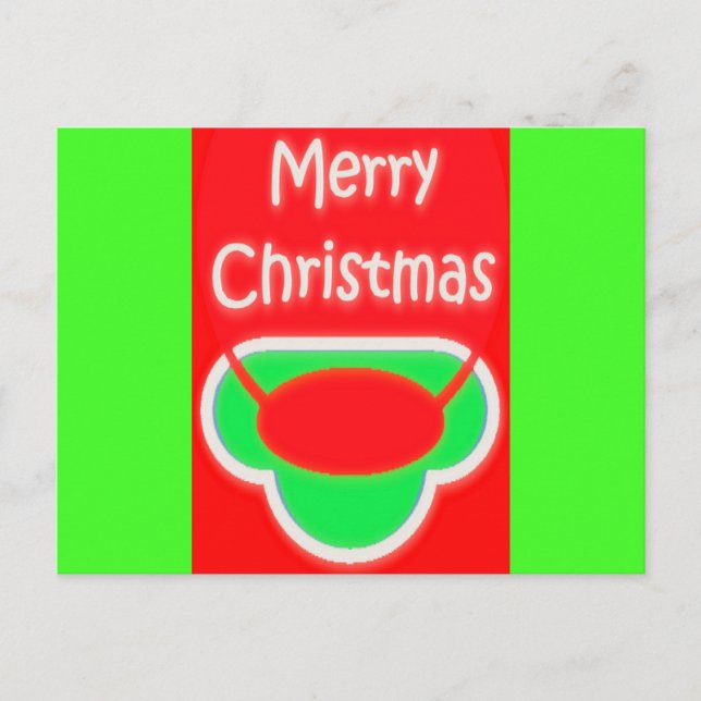 MERRY CHRISTMAS RED GREEN TEXTED POSTKARTE (Vorderseite)