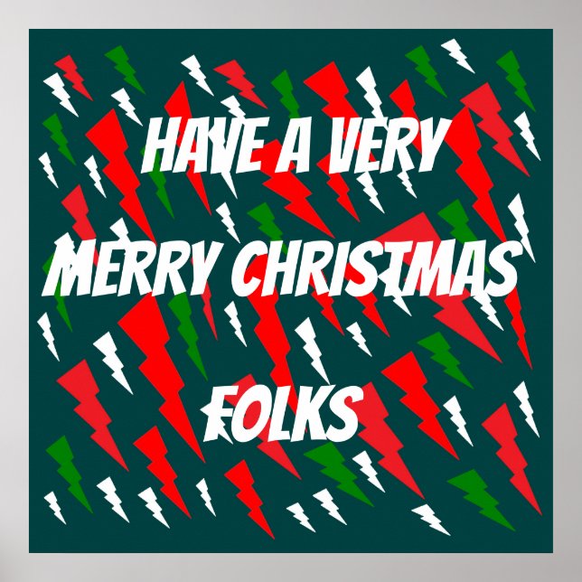 MERRY CHRISTMAS RED GREEN WHITE TEXT POSTER (Vorne)