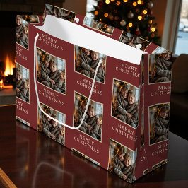 Merry Christmas Red Photo Holiday Große Geschenktüte