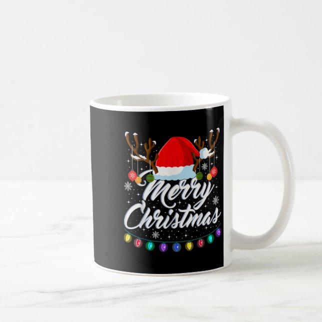 Merry Christmas Red Santa Hat Reindeer Xmas Matchi Kaffeetasse (Rechts)