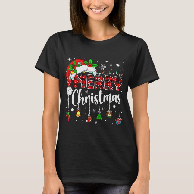 Merry Christmas Red Santa Hat Reindeer Xmas Matchi T-Shirt (Vorderseite)