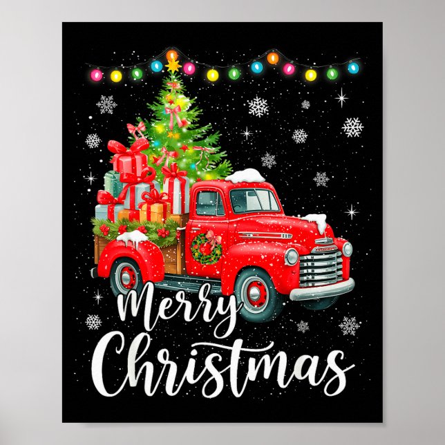 Merry Christmas Red Truck Family Christmas Matchin Poster (Vorne)