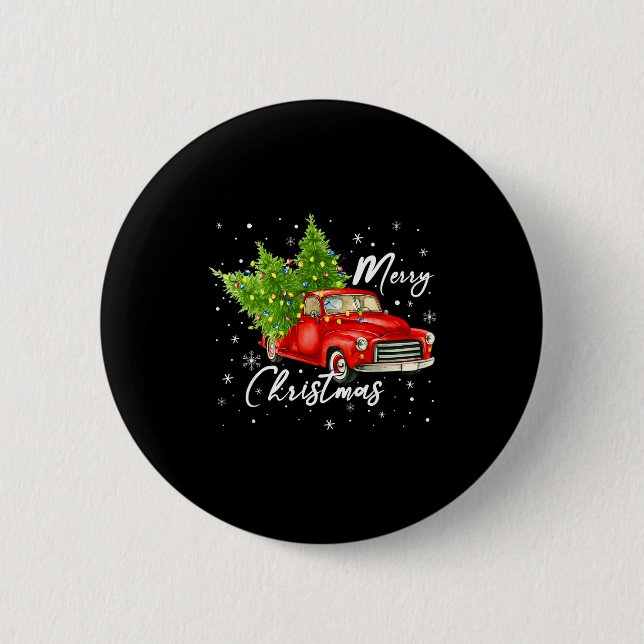 Merry Christmas Red Truck Family Matching Christma Button (Vorderseite)