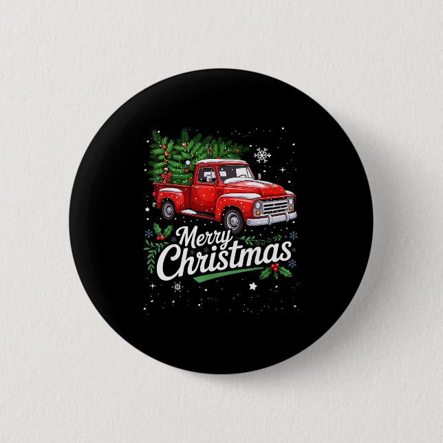 Merry Christmas Red Truck Family Matching Christma Button (Vorderseite)