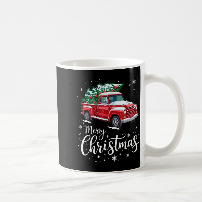 Merry Christmas Red Truck Family Matching Christma Kaffeetasse (Rechts)